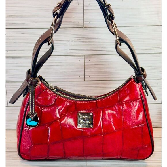 Dooney & Bourke Handbags - Dooney & Bourke Vintage Red Gator Embossed Leather Shoulder Bag EUC being Vintag